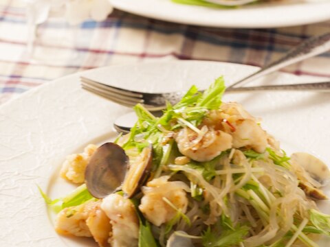 魚介と水菜の和風ダイエットぺペロンチーノ